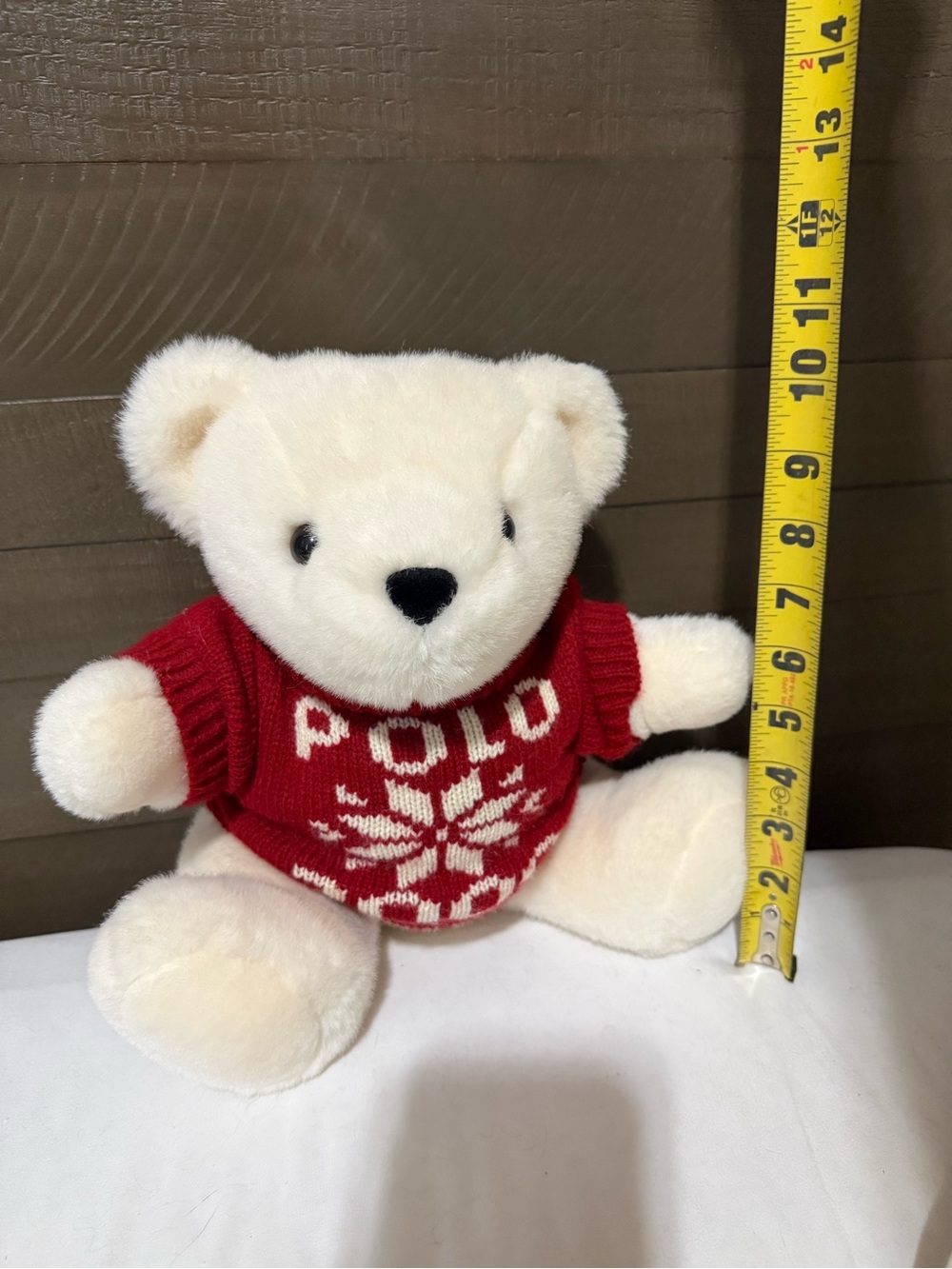 Polo by Ralph Lauren Cream Teddy Bear in Red Sweater